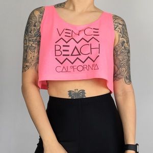 AMERICAN APPAREL Neon Venice Beach Pink Crop OS